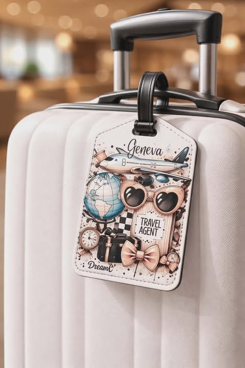 Personalized Luggage Tag for Travel Agents (Pink)