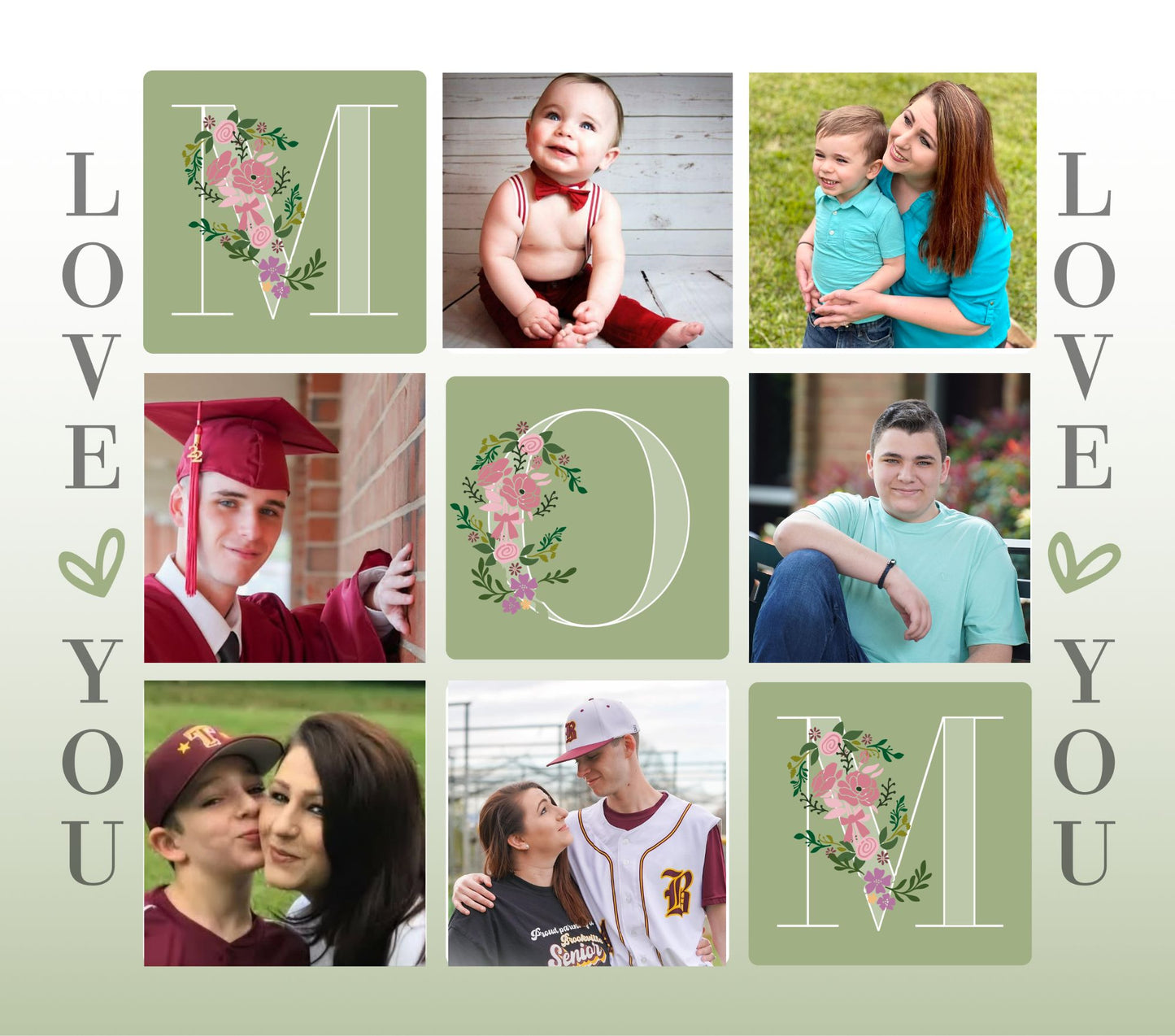 Personalized 20 oz Photo Tumbler for Mom – Green