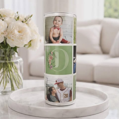 Personalized 20 oz Photo Tumbler for Mom – Green