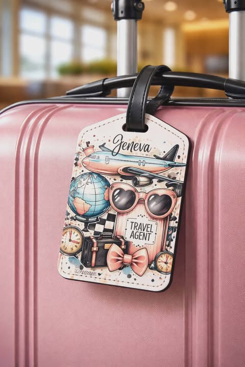 Personalized Luggage Tag for Travel Agents (Pink)
